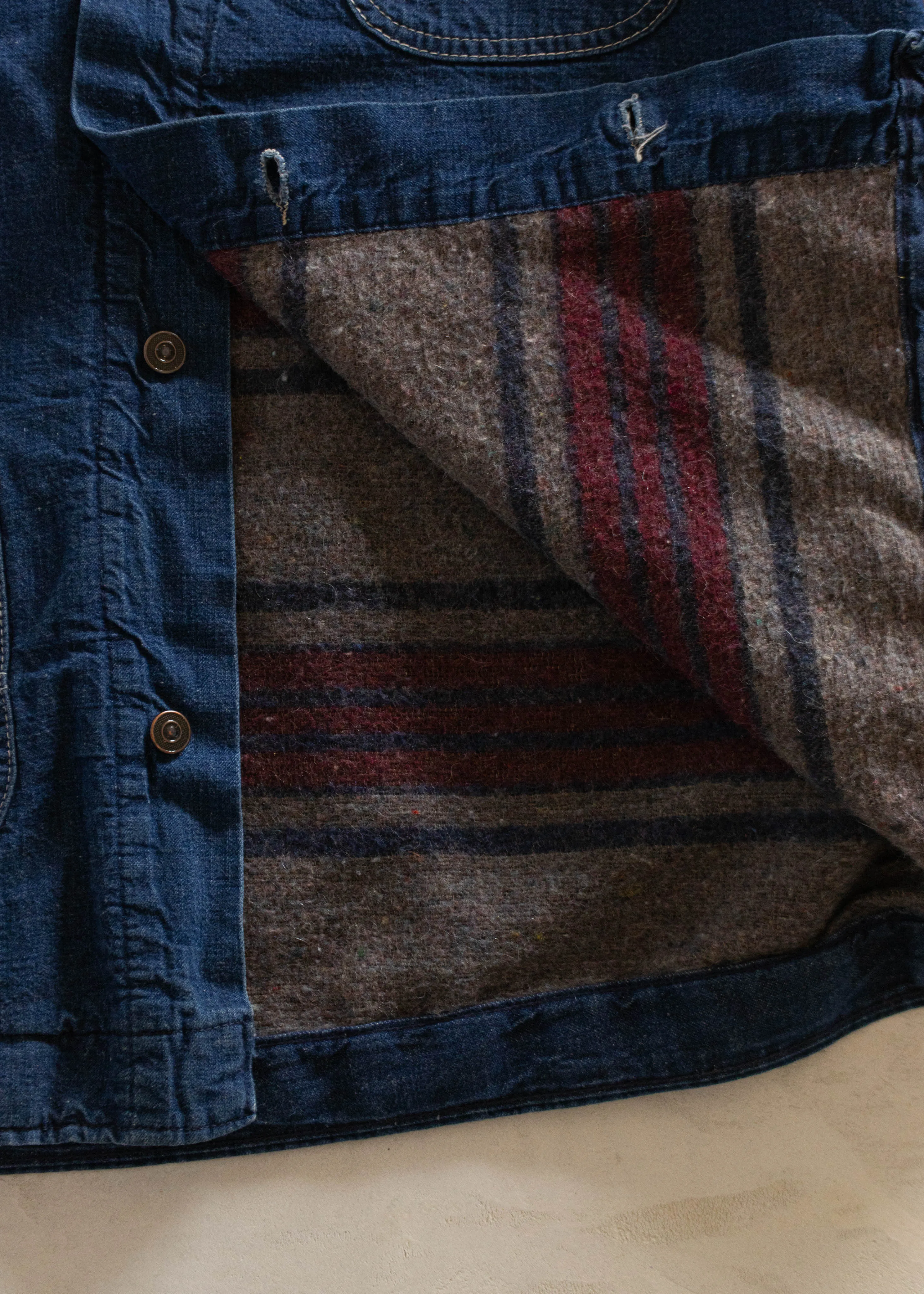 1970s Sears Roebuck Blanket Lined Denim Chore Coat Size L/XL