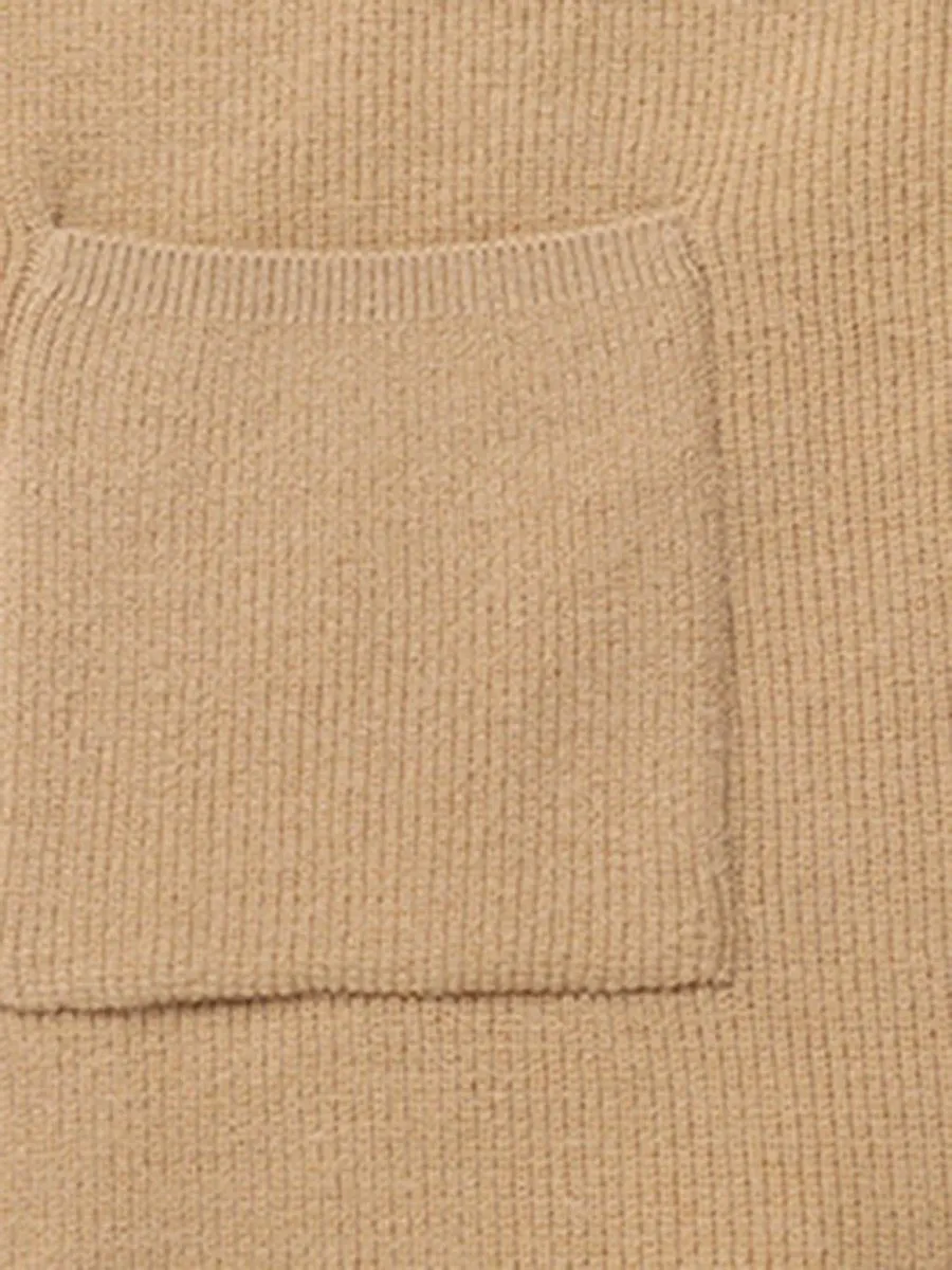 2021 Autumn and Winter New Sweater Women's Leisure Medium Knitted Cardigan Button Decor Open Front with Pocket