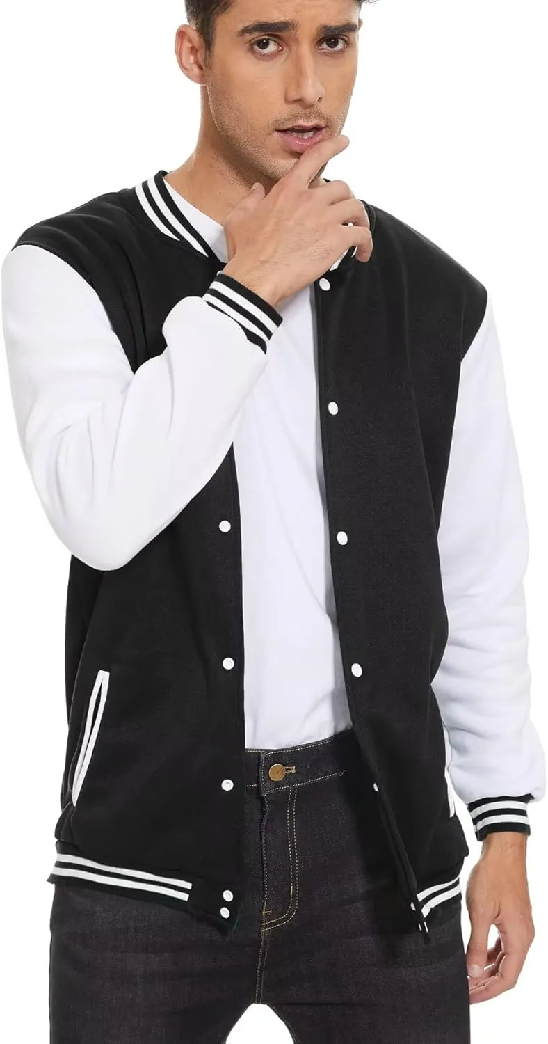 ACEFAST INC Men's Varsity Baseball Jacket Casual Letterman Bomber Jacket Windbreaker Lightweight Jacket
