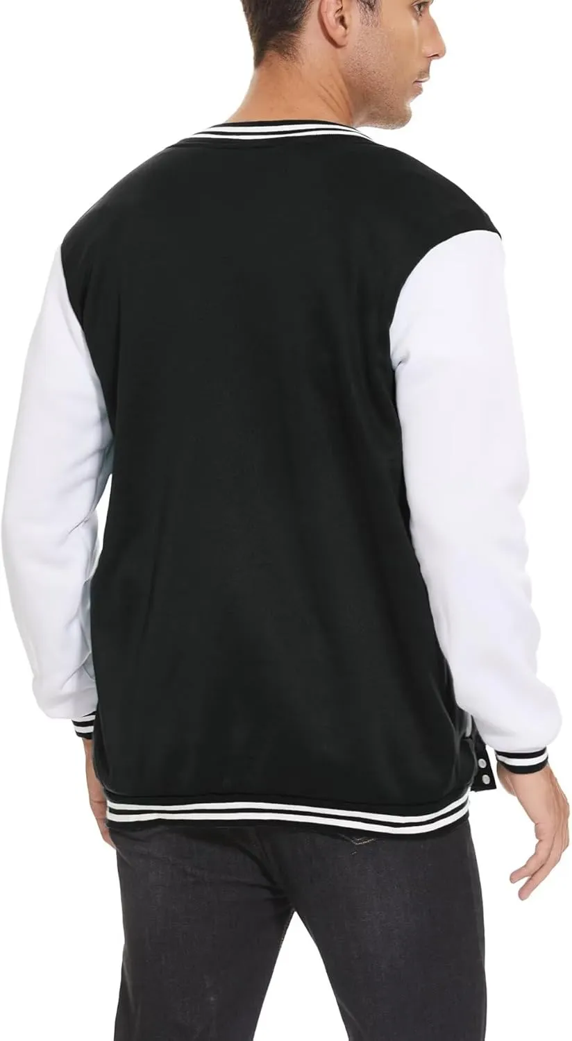 ACEFAST INC Men's Varsity Baseball Jacket Casual Letterman Bomber Jacket Windbreaker Lightweight Jacket