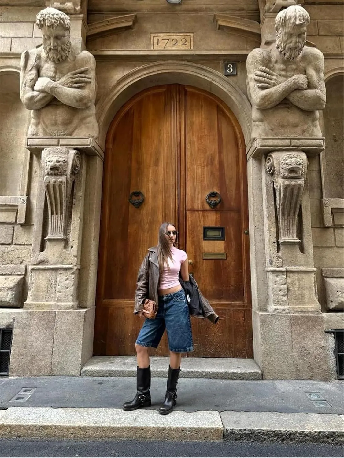 Alyweatry Y2k Loose Denim Bermuda Shorts for Women Low Rise Wide Leg Knee Length Oversized Fit Summer Jeans Shorts