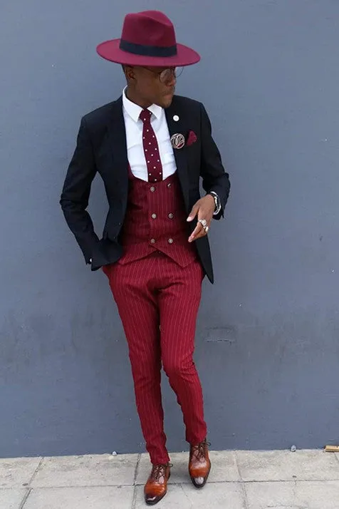 Amazing Three Pieces Best Fitted Striped Men's Prom Suits