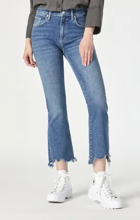 Anika Cropped Flare Jean • Mid Flex Blue