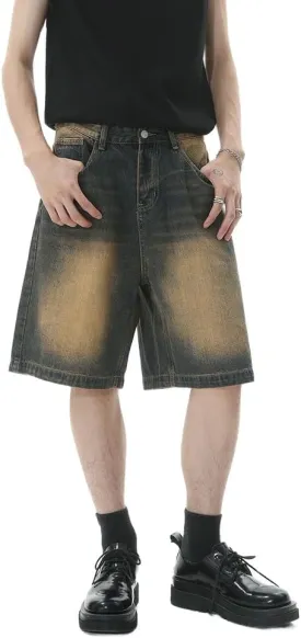 Baggy Jean Shorts for Men Summer Wide Leg Loose Fit Casual Jorts Vintage Hip Hop Streetwear Denim Shorts Y2K