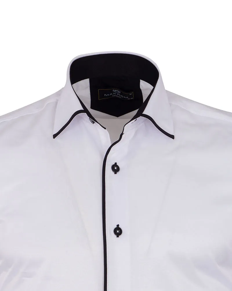Black Classic Plain Shirt with Collar Tip Design