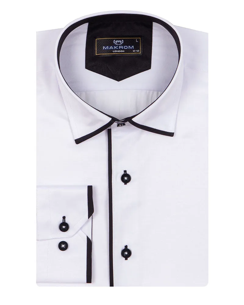 Black Classic Plain Shirt with Collar Tip Design