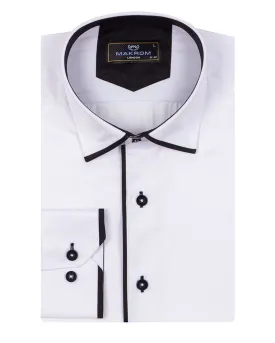 Black Classic Plain Shirt with Collar Tip Design
