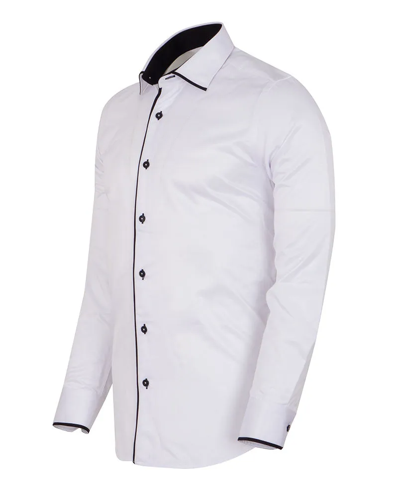 Black Classic Plain Shirt with Collar Tip Design