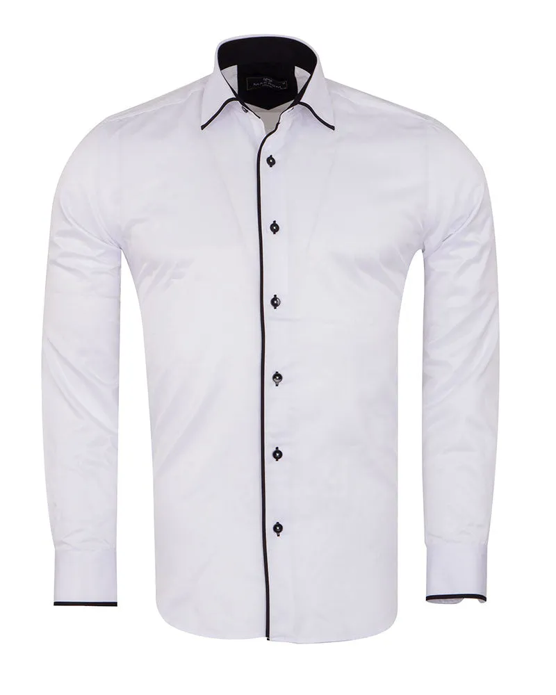 Black Classic Plain Shirt with Collar Tip Design