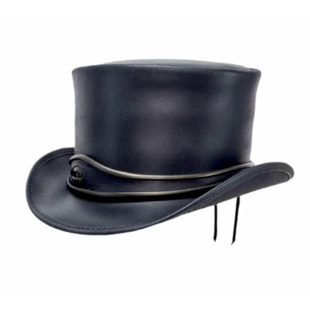 Black Crocodile Eye Leather Top Hat