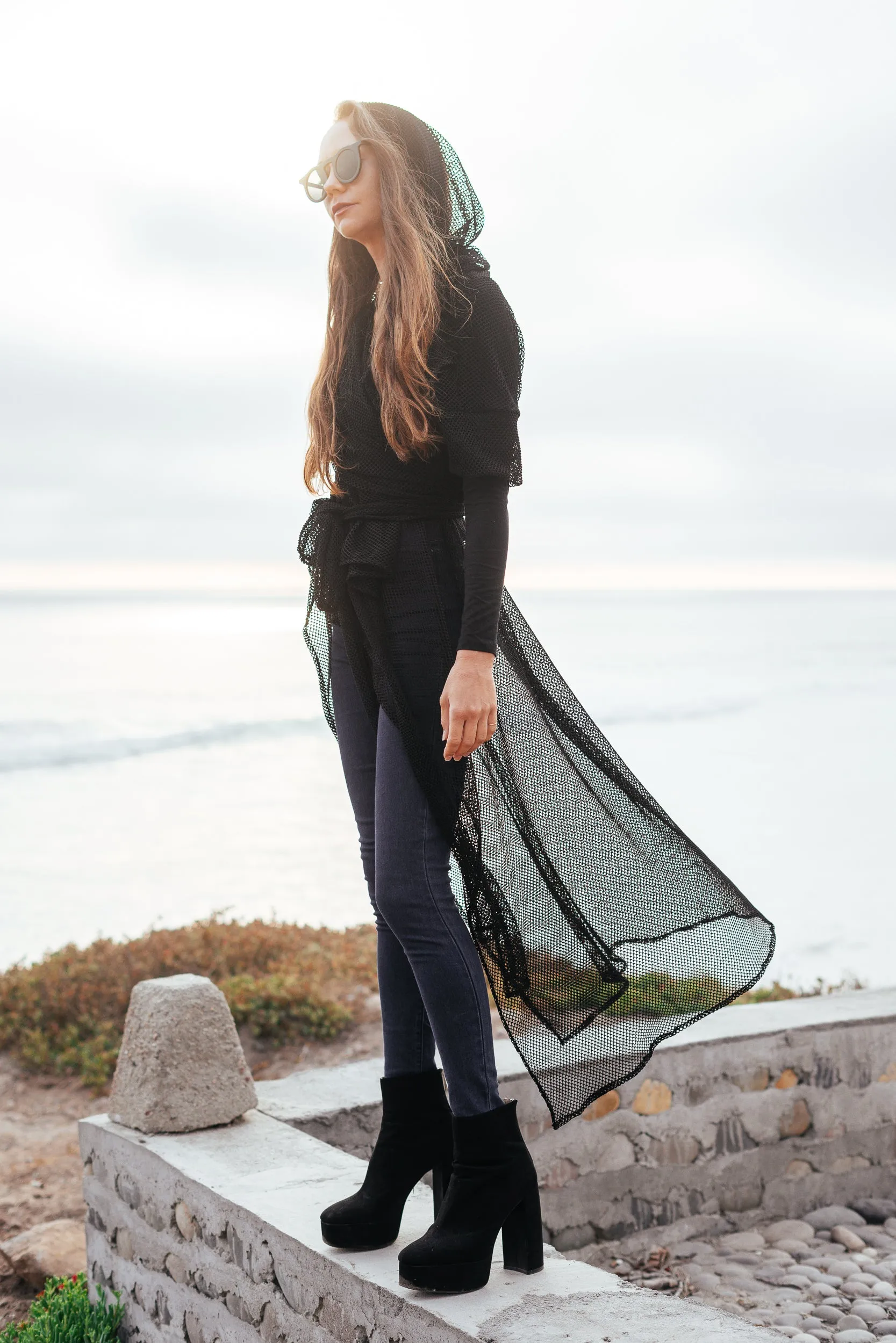 Black Mesh TrenchCloak