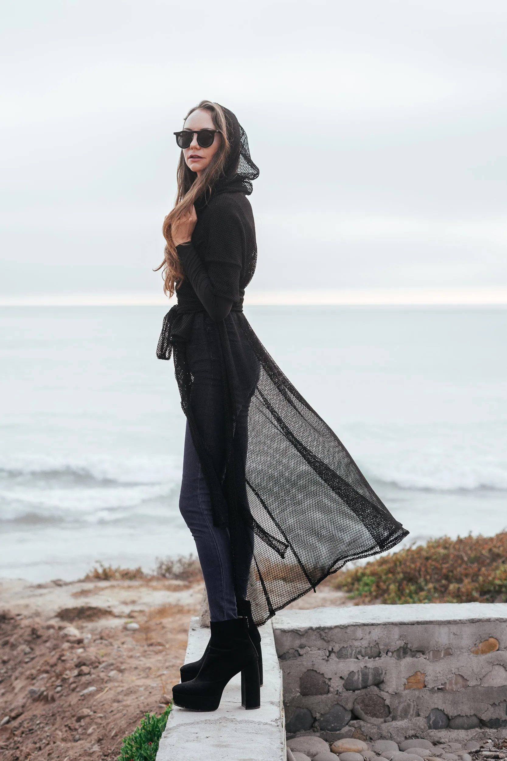 Black Mesh TrenchCloak