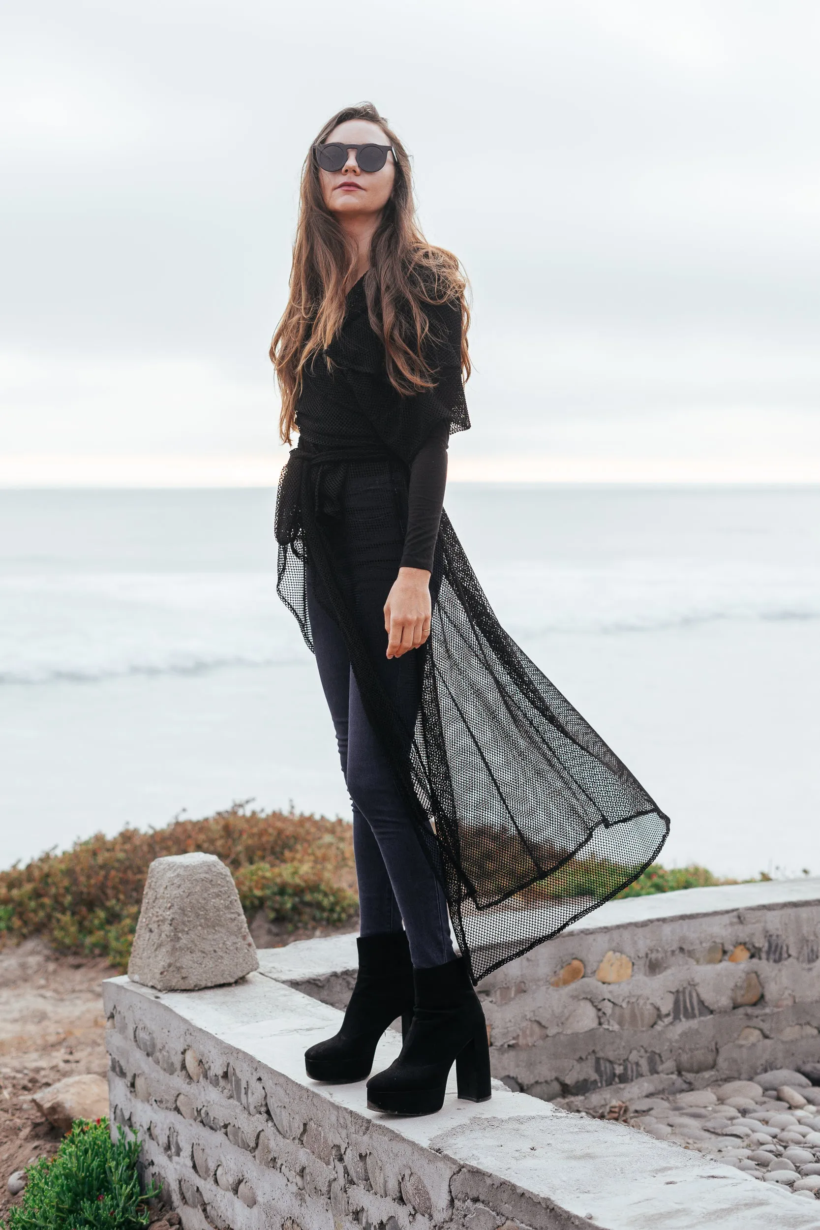 Black Mesh TrenchCloak
