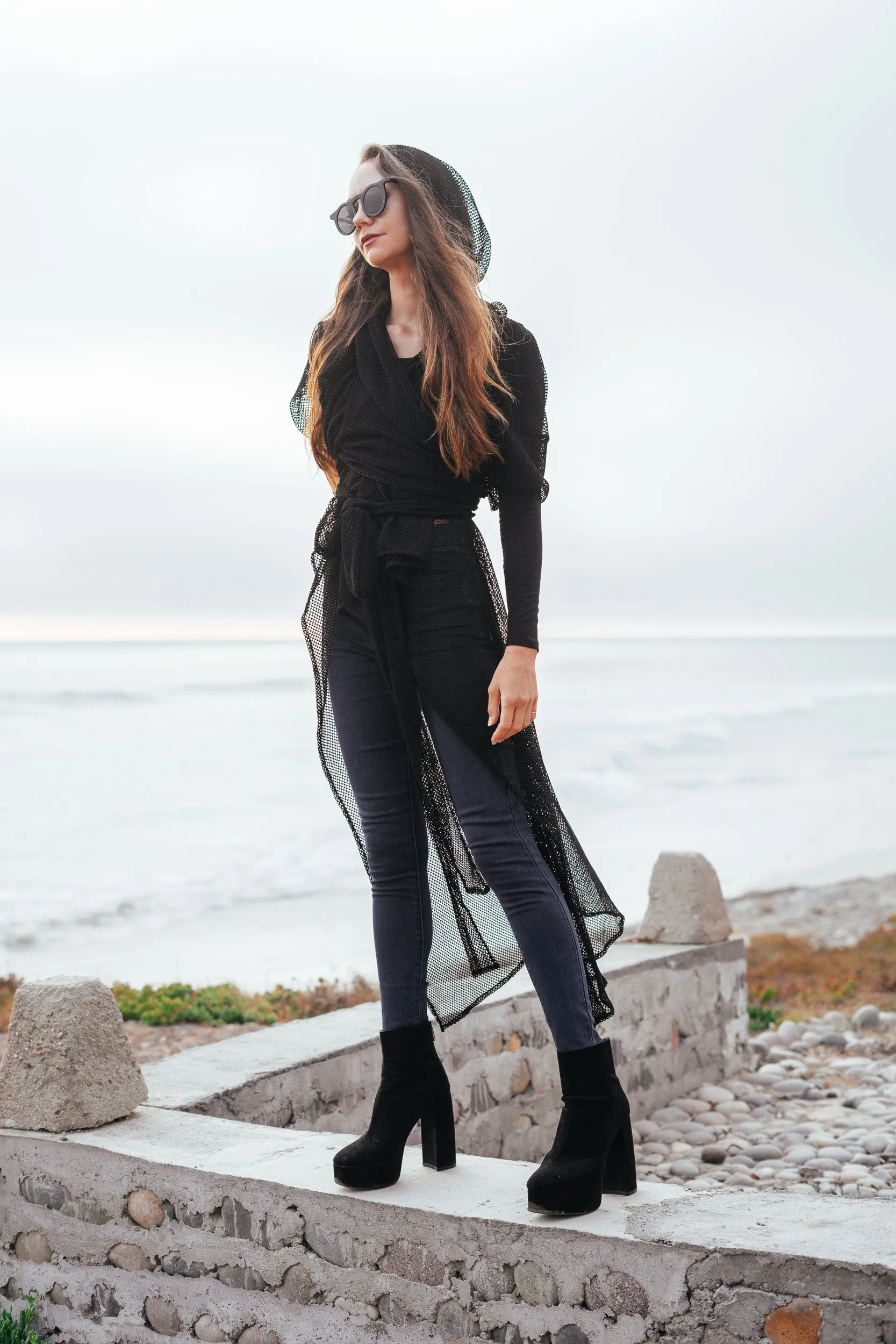 Black Mesh TrenchCloak
