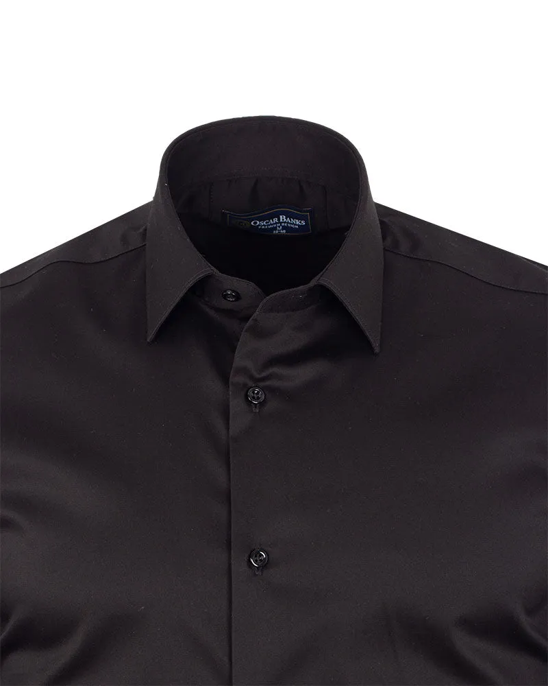 Black Plain Pure Cotton Non Iron Men's Shirt