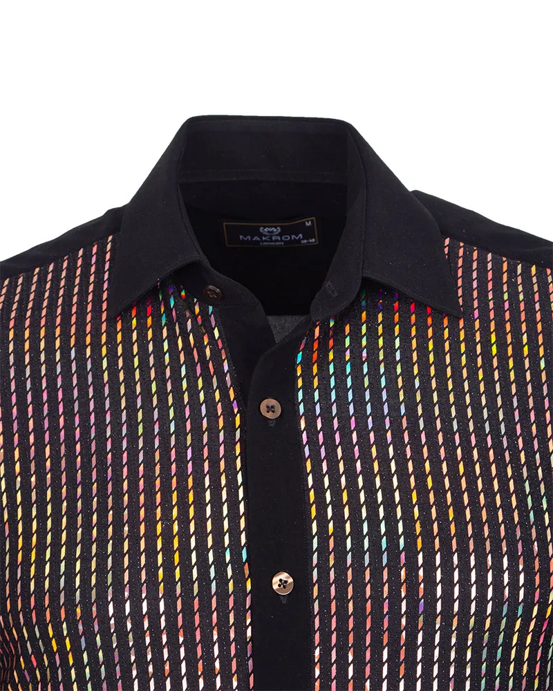 Black Sequin Design Men's Shirt