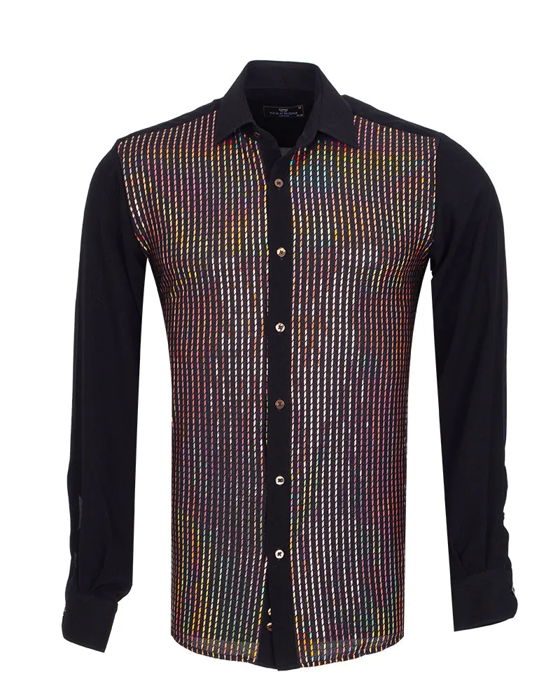 Black Sequin Design Men's Shirt