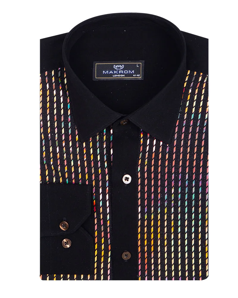 Black Sequin Design Men's Shirt