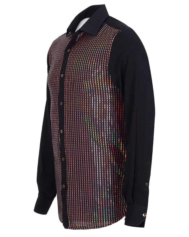 Black Sequin Design Men's Shirt