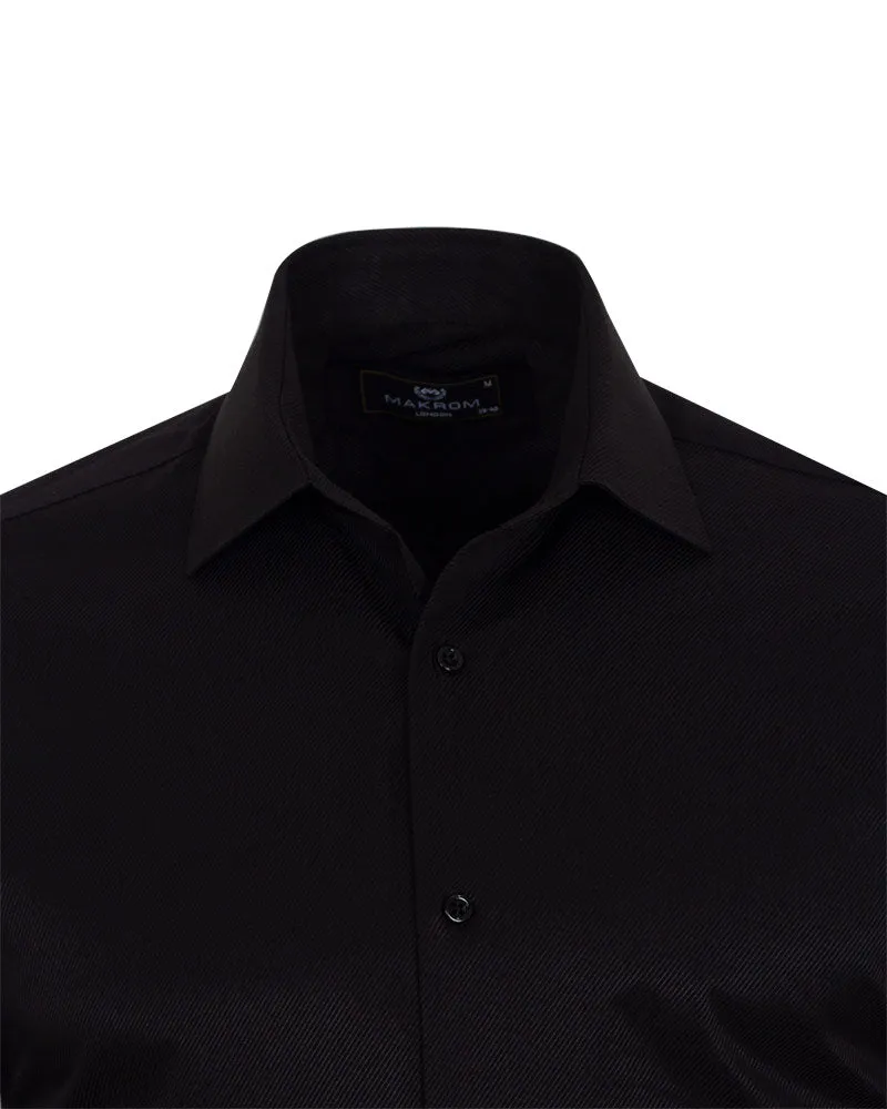 Black Twill Classic Single Cuff Shirt