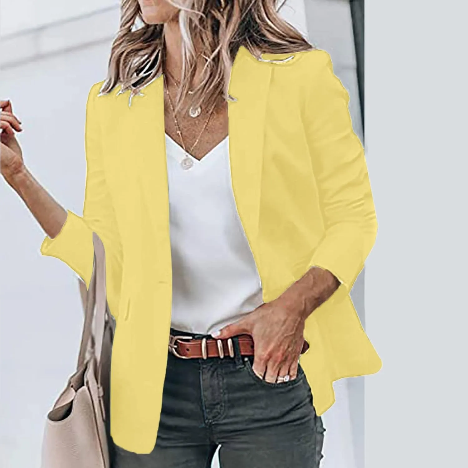Blazer Jackets Women Open Front Suit Coats Long Sleeve Casual Work Office Blazers 2024 Trendy Business Dress Cardigan