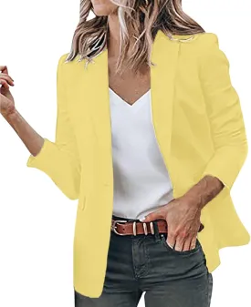 Blazer Jackets Women Open Front Suit Coats Long Sleeve Casual Work Office Blazers 2024 Trendy Business Dress Cardigan