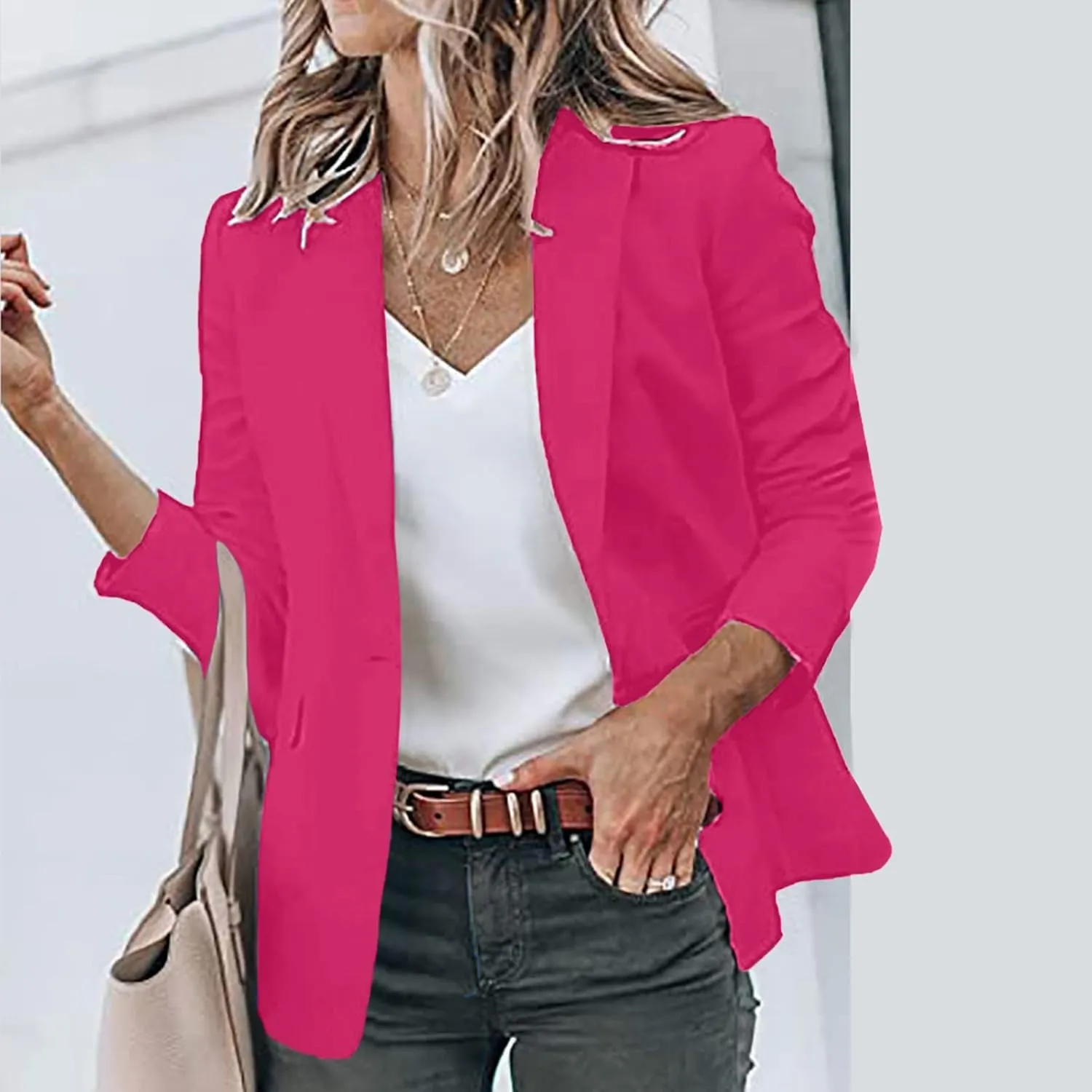 Blazer Jackets Women Open Front Suit Coats Long Sleeve Casual Work Office Blazers 2024 Trendy Business Dress Cardigan
