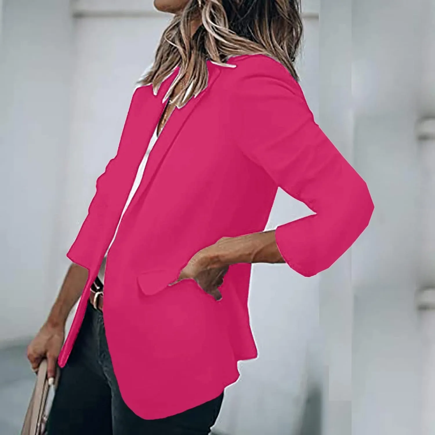 Blazer Jackets Women Open Front Suit Coats Long Sleeve Casual Work Office Blazers 2024 Trendy Business Dress Cardigan