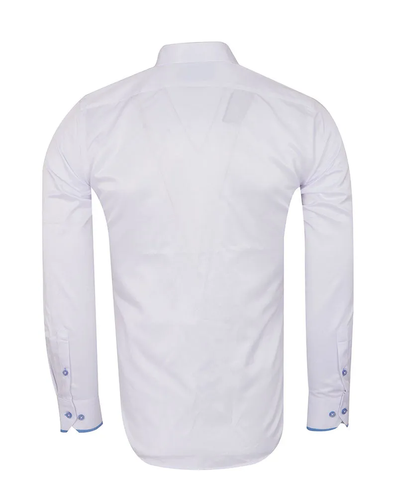 Blue Classic Plain Shirt with Collar Tip Design