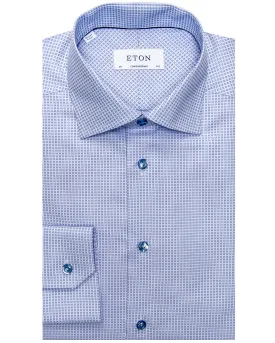 Blue Micro Geometric Dress Shirt