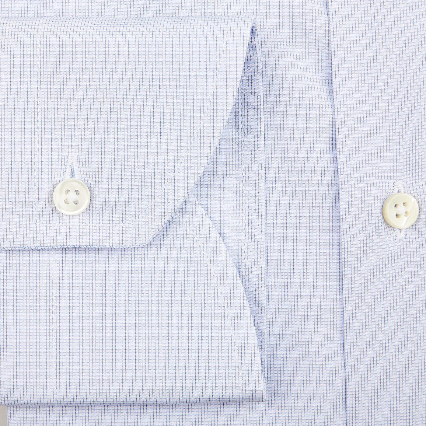 Blue Mini-Check Cotton Single Cuff Shirt