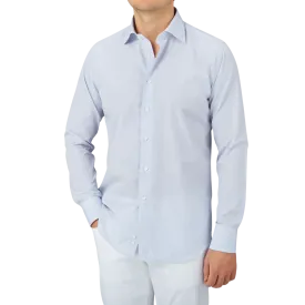 Blue Mini-Check Cotton Single Cuff Shirt