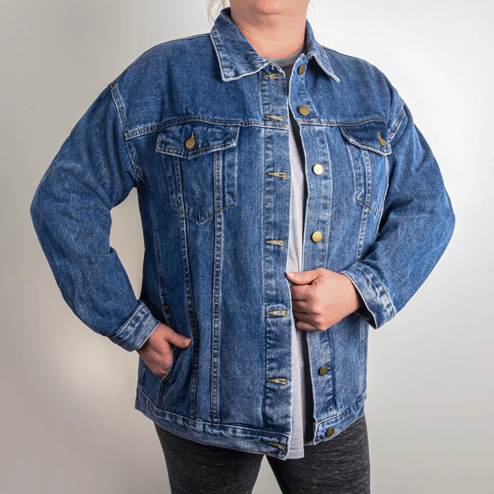 Book Lover Oversized Denim Jacket