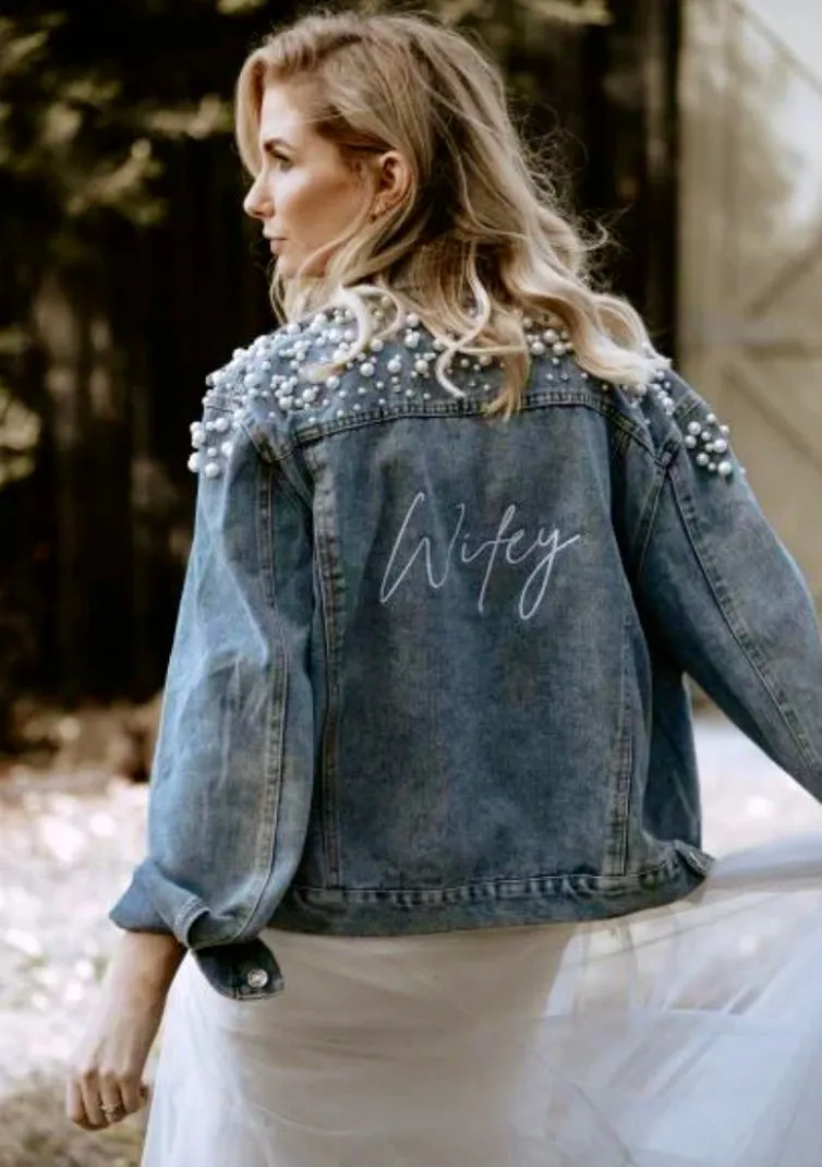 Bride Beaded Denim Jacket | Custom Embroidery