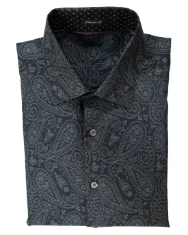 Bugatchi Black Paisley Sport Shirt