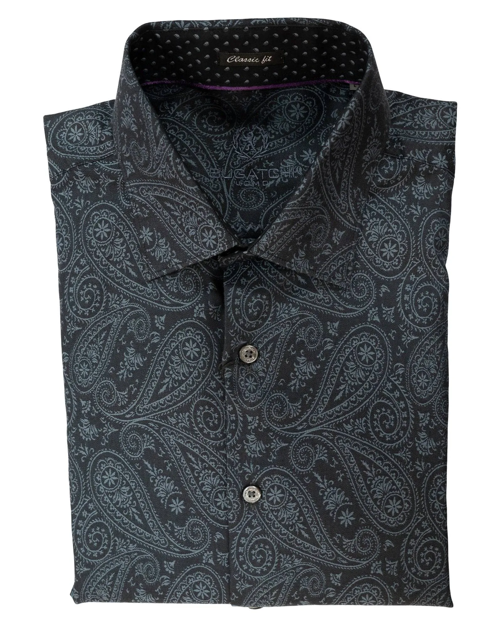 Bugatchi Black Paisley Sport Shirt