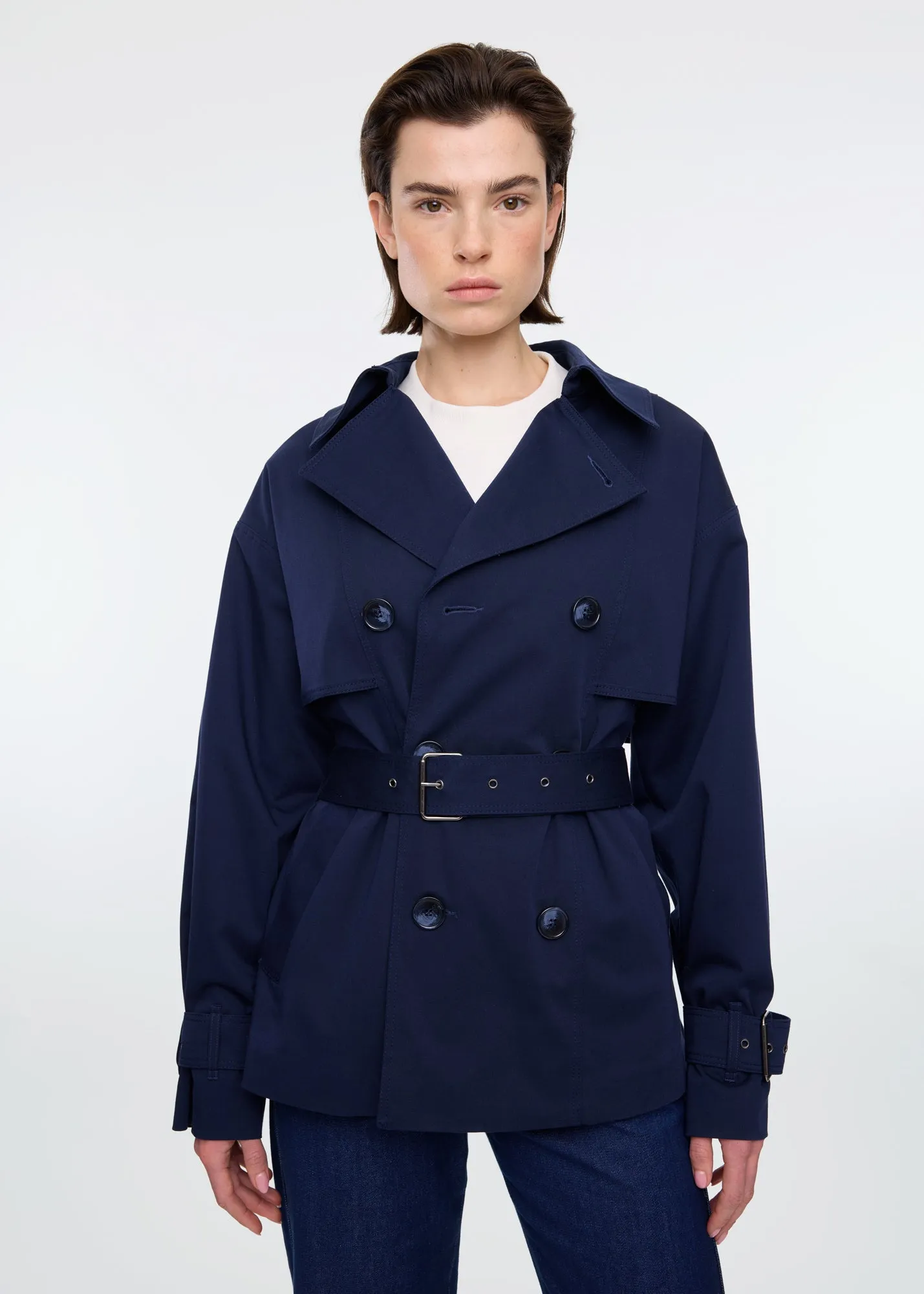Buitenjas Short wide trench coat