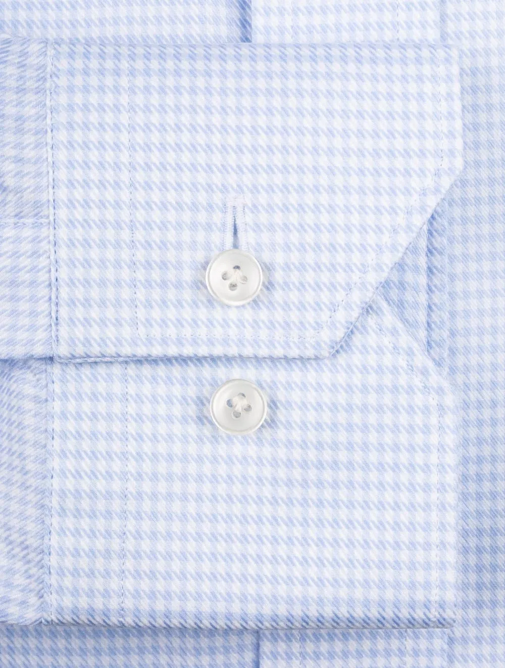 Button Down Houndstooth Single Cuff Shirt Blue