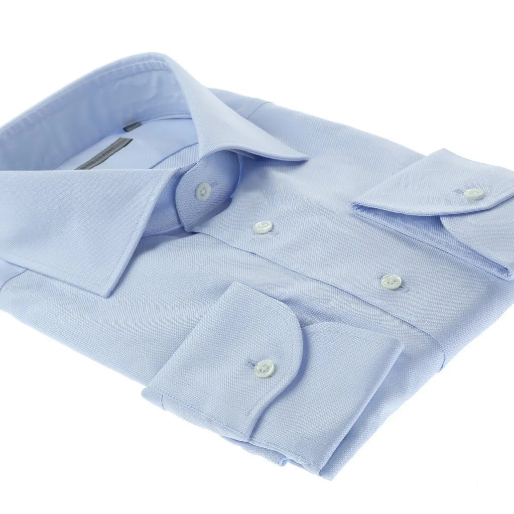 CORNELIANI Oxford Single Cuff Tailored Fit Cotton Shirt BLUE