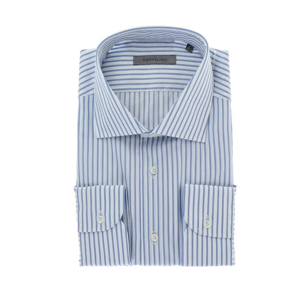 CORNELIANI Stripe Tailored Fit Single Cuff Business Shirt WHITE