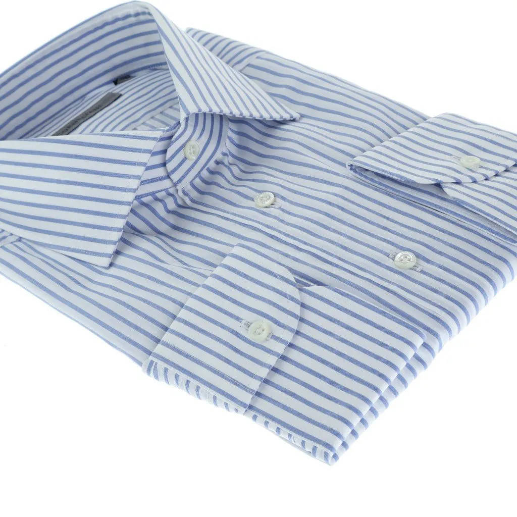 CORNELIANI Stripe Tailored Fit Single Cuff Business Shirt WHITE