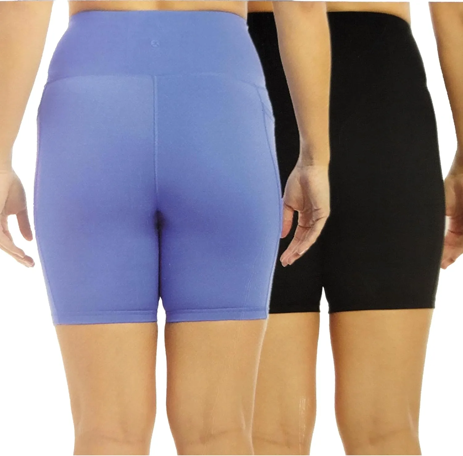 Danskin Women's High Rise Bike Shorts - Workout Shorts - Volleyball Shorts - Yoga and Dance, 2-Pack