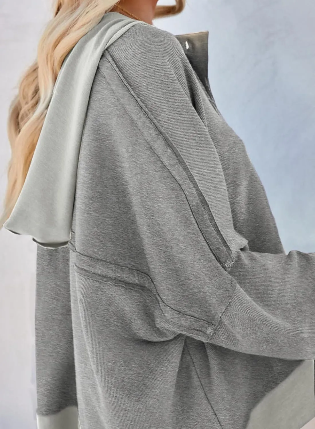 Dokotoo Hoodies for Women 2024 Fashion Fall V Neck Button Down Long Sleeve Hooded Sweatshirts Tops