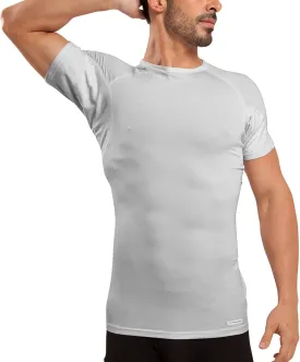 Ejis Sweatproof Undershirt Mens Modal Crew w Sweat Pads, Silver Treated to Fight Embarrassing Odor, Aluminum Free Alternative