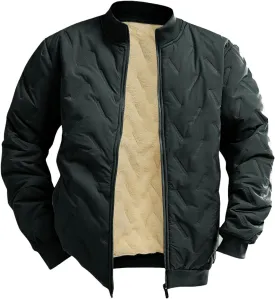 evzosrz Mens Bomber Jackets Fuzzy Fleece Thick Warm Slim Fit Winter Diamond Quilted Rib Varsity Lightweight Coats Sportswear