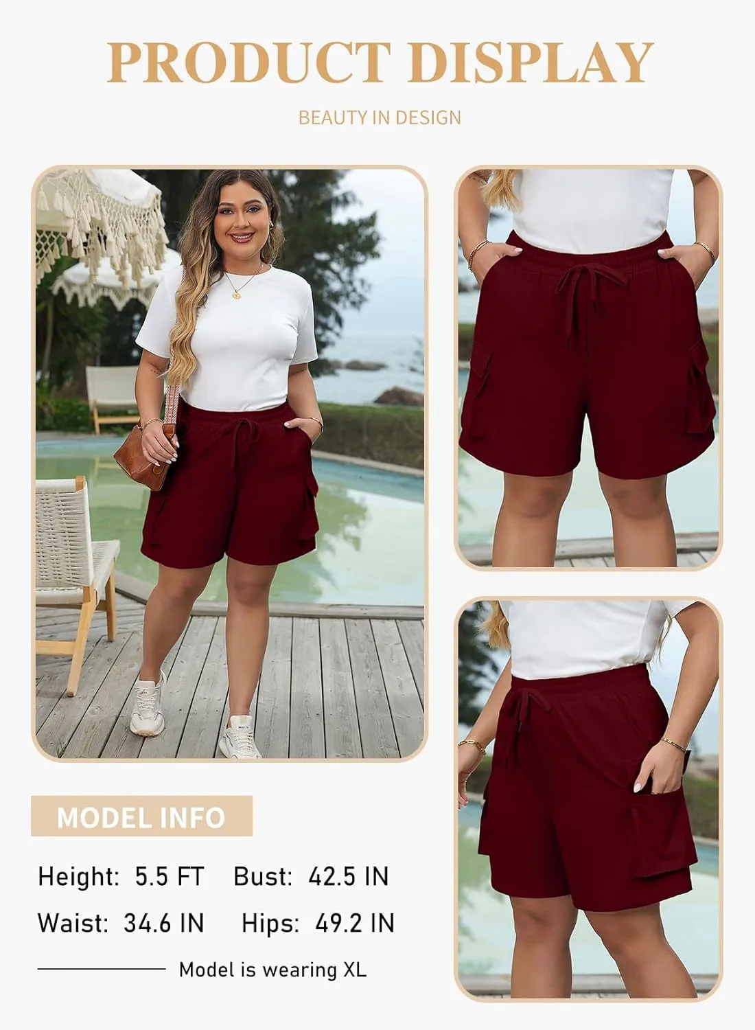Eytino Womens Plus Size Hiking Cargo Shorts Lightweight Active Athletic Shorts Running Summer Shorts with Pockets(1X-5X)