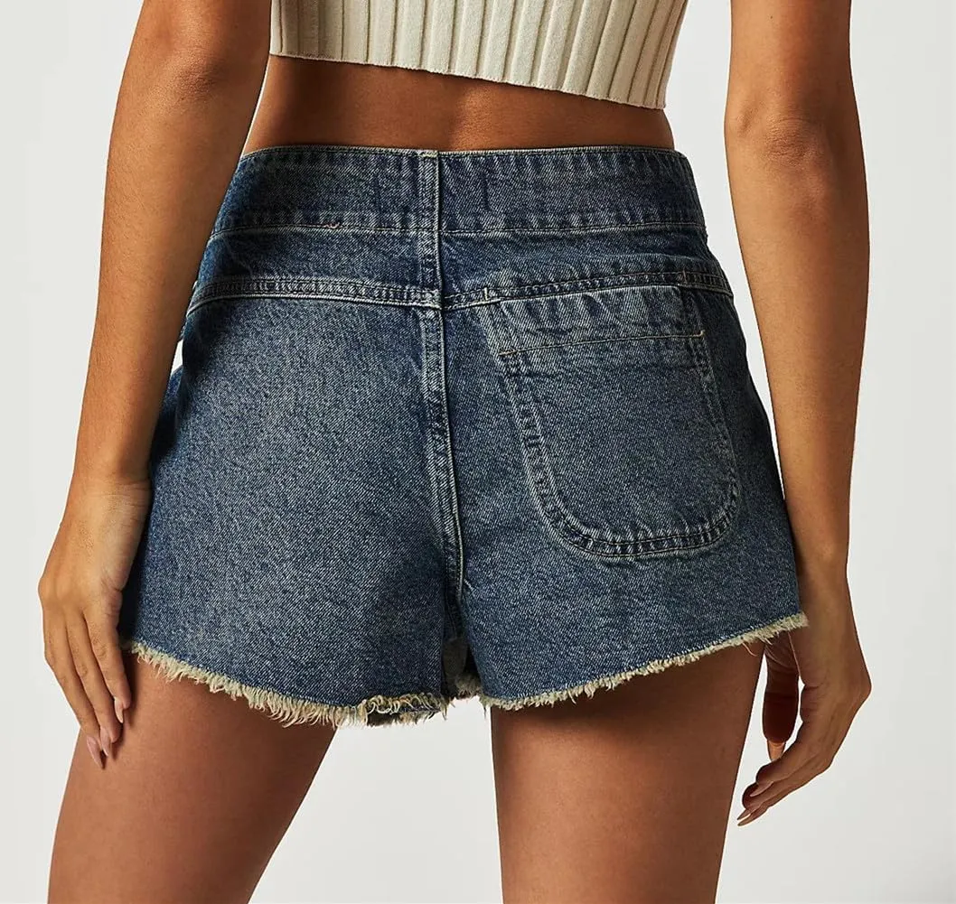 Faretumiya Women Denim Shorts Skorts Asymmetrical Adjustable Drawstring Tie Side Jean Skirt Skort Y2k Going Out Shorts