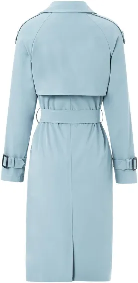 FEORJGP Women Casual Long Trench Coat Jacket Lapel Double Breasted Slim Coat Long Sleeve Overcoat with Belt Windproof Outwear
