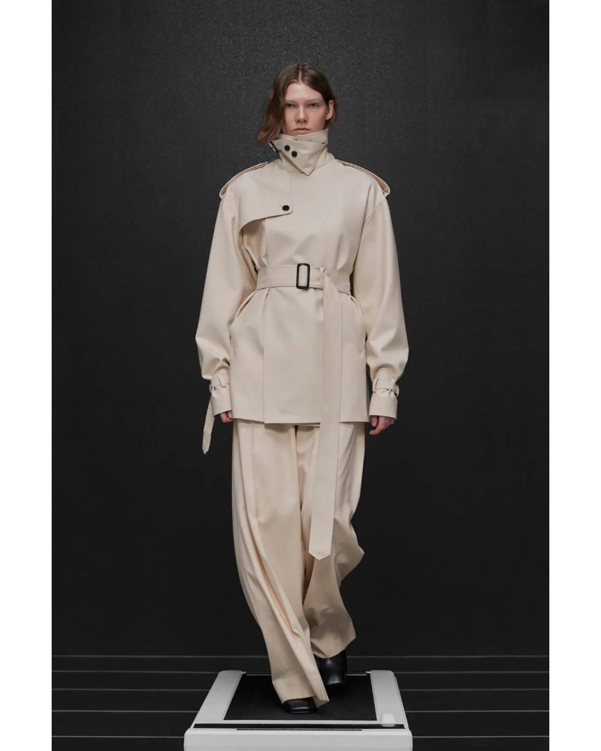 FLANNEL SHORT TRENCH COAT 17456