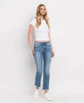 Flying Monkey Mid Rise Distressed Hem Ankle Bootcut Jean
